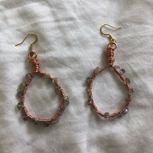 Hand made labradorite copper wrapped earrings